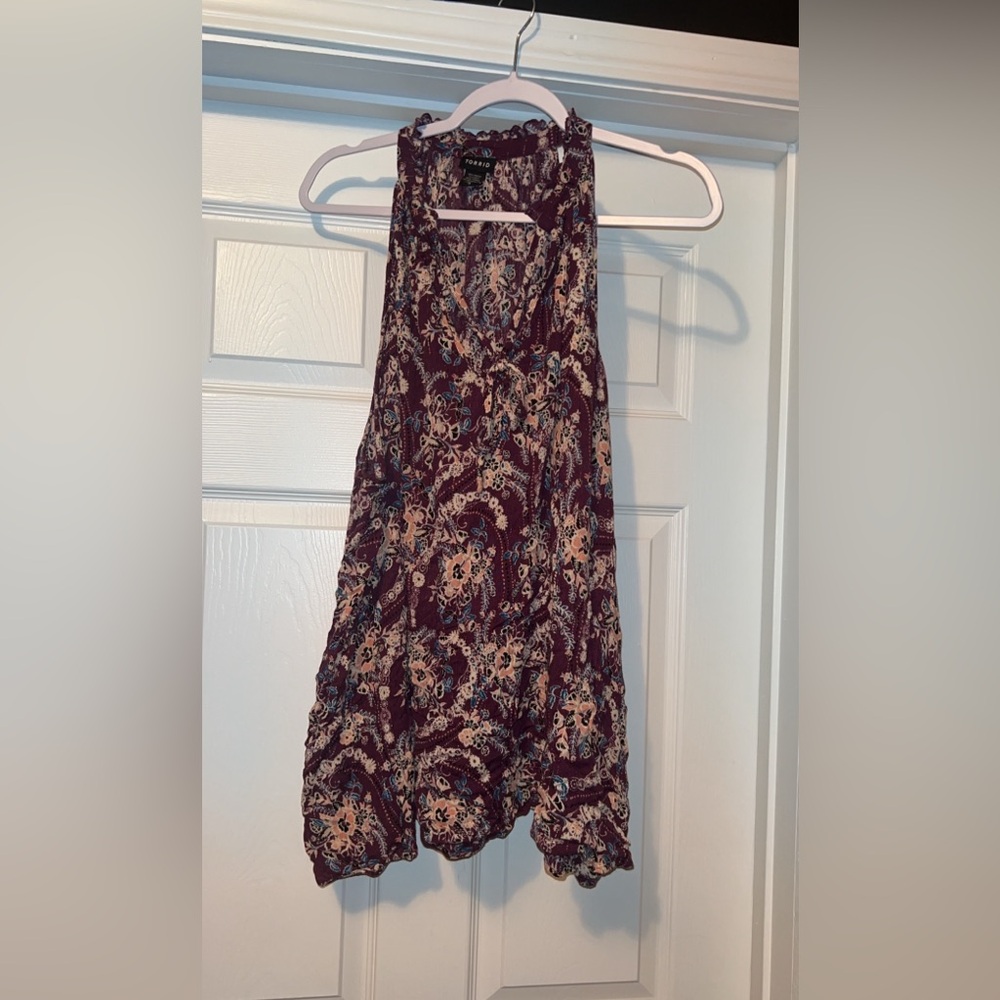Floral tie neck blouse